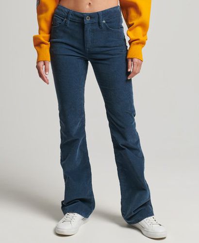 Women's Mid Rise Slim Cord Flare Jeans Navy / Ink - Size: 28/33 - Superdry - Modalova