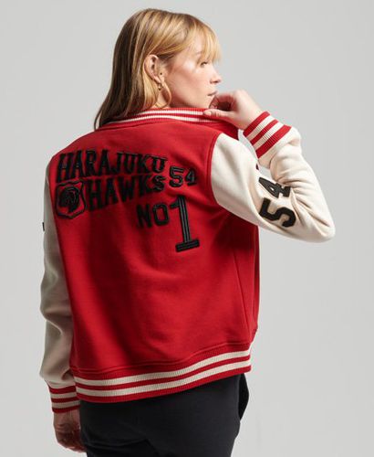 Women's Vintage Collegiate Baseball Jersey Bomber Jacket Red / Rebel Red - Size: 14 - Superdry - Modalova