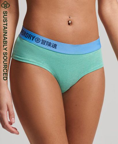 Women's Organic Cotton Offset Logo Hipster Briefs in Grey Marl/lolly Pink