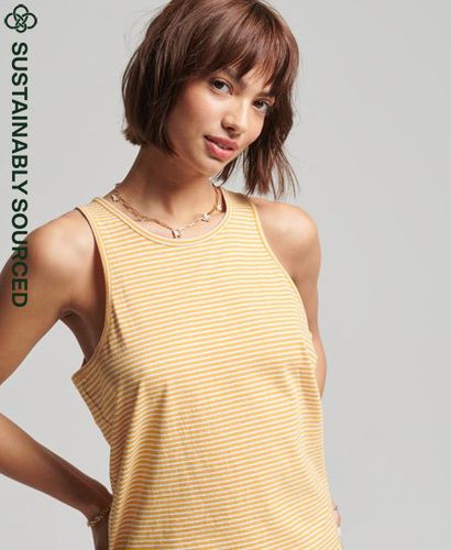 Women's Organic Cotton Vintage Logo Stripe Vest / Ochre Marl/Rodeo White Stripe - Size: 10 - Superdry - Modalova