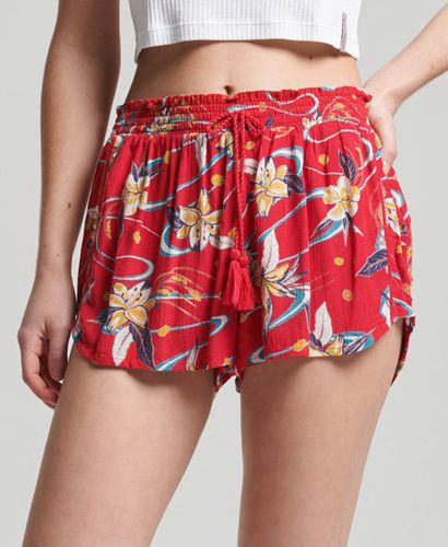 Women's Vintage Beach Printed Shorts Red / Red Lily Aop - Size: 12 - Superdry - Modalova