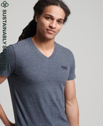 Men's Organic Cotton Classic V-Neck T-Shirt Navy / Navy Marl - Size: S - Superdry - Modalova