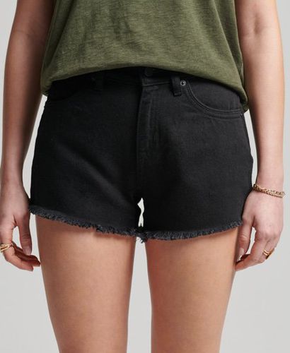 Women's Organic Cotton Studios High Rise Denim Shorts Black - Size: 24 - Superdry - Modalova