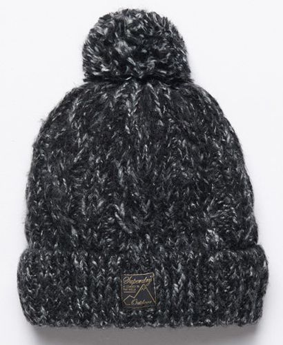 Women's Tweed Cable Beanie Black / Black Tweed - Size: 1SIZE - Superdry - Modalova