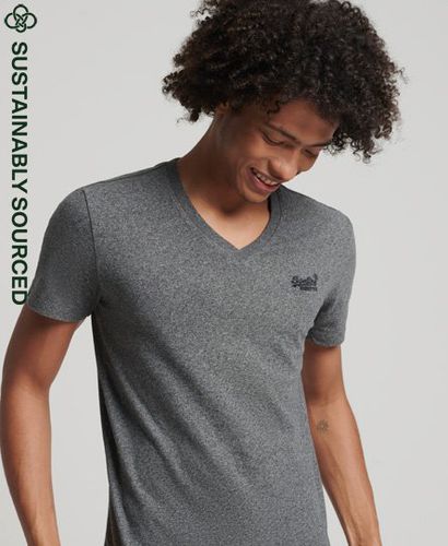 Men's Organic Cotton Classic V-Neck T-Shirt Dark Grey / Black Grit - Size: S - Superdry - Modalova