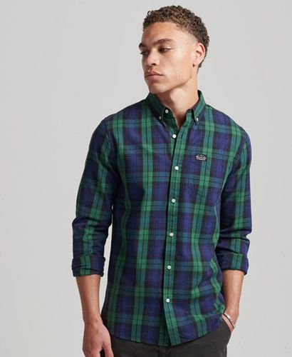 Men's Mens Classic Check Cotton Merchant Shirt, Green and Blue, Size: Xxl - Superdry - Modalova