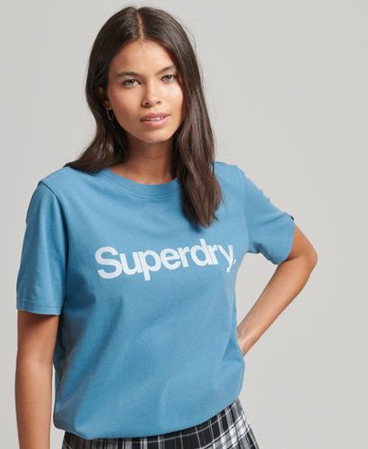Women's Organic Cotton Core Logo T-Shirt Blue / Pottery Blue - Size: 10 - Superdry - Modalova