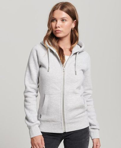 Women's Vintage Logo Embroidered Zip Hoodie Light Grey / Glacier Grey Marl - Size: 8 - Superdry - Modalova