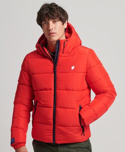 Men's Sports Puffer Hooded Jacket Red / Bright Red - Size: M - Superdry - Modalova