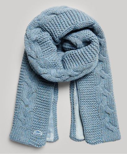 Women's Cable Knit Scarf Light Blue / Soft Blue Tweed - Size: 1SIZE - Superdry - Modalova