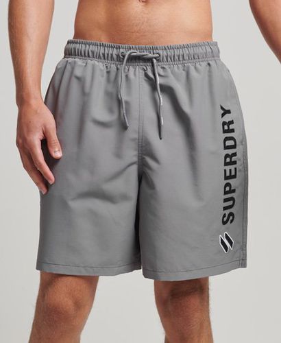 Men's Classic Brand Embroidered Applique 19 Inch Recycled Swim Shorts, Light Grey, Size: M - Superdry - Modalova