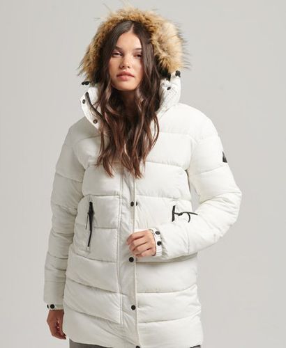 Women's Hooded Mid Layer Mid Coat White / Winter White - Size: 16 - Superdry - Modalova