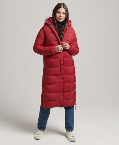 Women's Faux Fur Hooded Longline Puffer Coat - Size: 10 - Superdry - Modalova