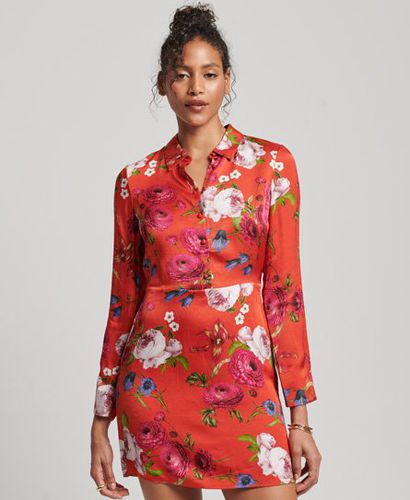 Women's Sleeved Satin Mini Shirt Dress / Isabetta Floral - Size: 8 - Superdry - Modalova