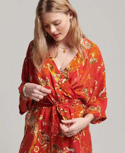 Women's Kimono Playsuit Red / Koi Lace Red - Size: 12 - Superdry - Modalova