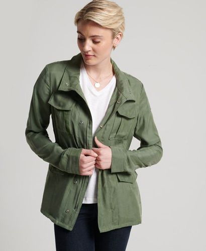 Women's Cupro M65 Jacket Green / Thyme - Size: 10 - Superdry - Modalova