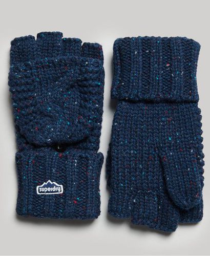 Women's Cable Knit Gloves Blue / Deep Navy Tweed - Size: 1SIZE - Superdry - Modalova