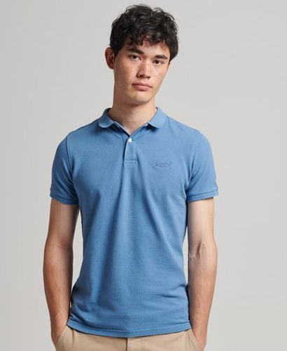 Men's Organic Cotton Vintage Washed Pique Polo Blue / Heraldic Blue - Size: S - Superdry - Modalova