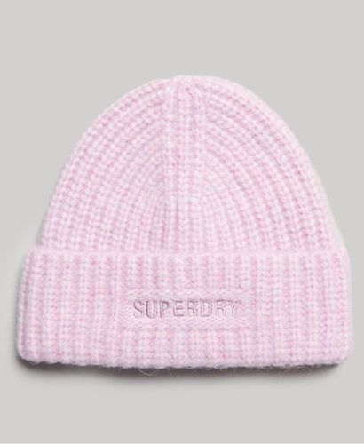 Women's Essential Ribbed Beanie Pink / Lilac Marl - Size: 1SIZE - Superdry - Modalova