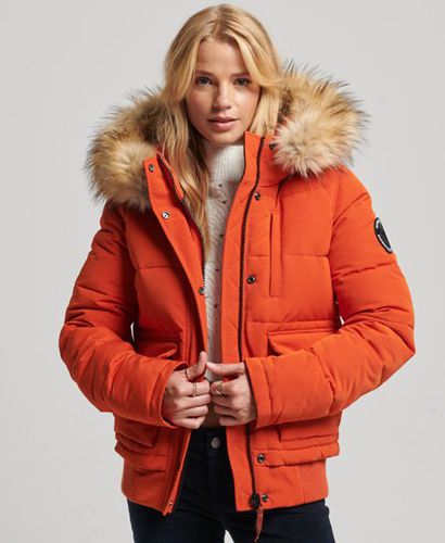 Women's Everest Hooded Puffer Bomber Jacket Orange / Pureed Pumpkin - Size: 10 - Superdry - Modalova