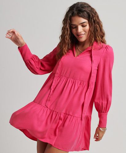 Women's Tiered Mini Dress Pink / Highland Berry - Size: 10 - Superdry - Modalova
