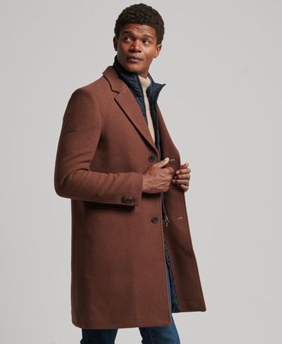 Men's Detachable Lining Wool Town Coat Brown / Fudge - Size: S - Superdry - Modalova