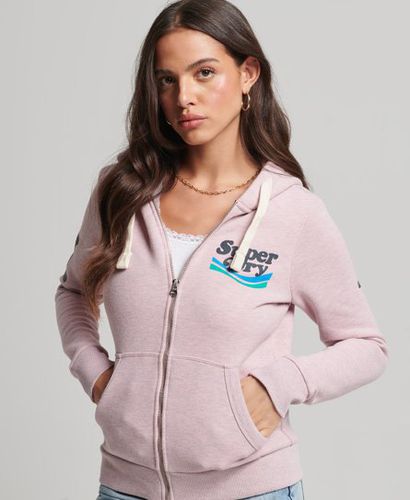 Women's Vintage Cooper Nostalgic Zip Hoodie Pink / LA Soft Pink Marl - Size: 12 - Superdry - Modalova