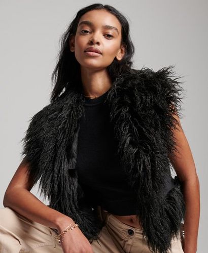 Women's Faux Fur Lined Afghan Cropped Gilet - Size: 14 - Superdry - Modalova