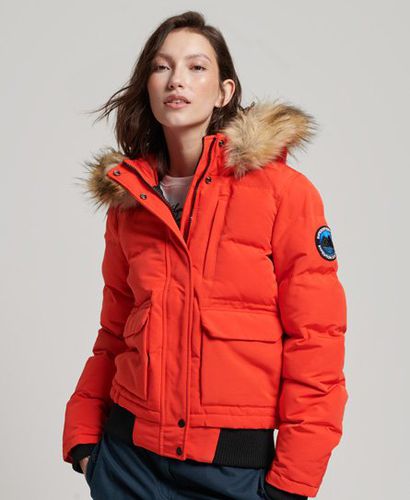 Women's Everest Hooded Puffer Bomber Jacket Orange / Bold Orange - Size: 6 - Superdry - Modalova