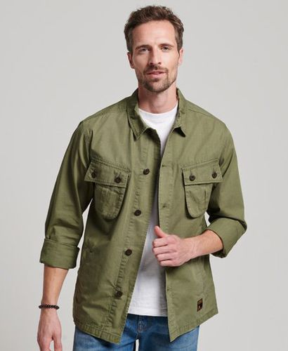 Superdry Mens X Ringspun Journey Overshirt Chive Green Size S at   Men's Clothing store