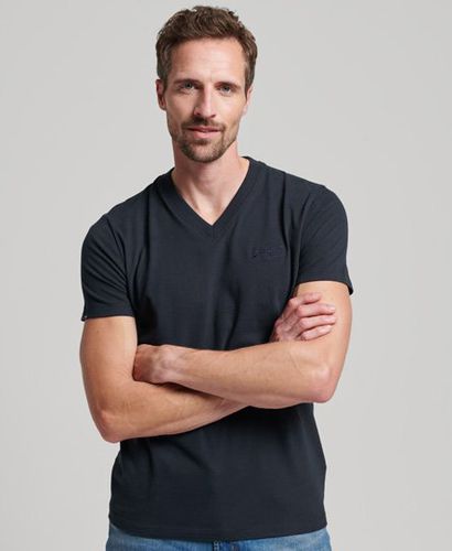 Men's Organic Cotton Essential Logo V Neck T-Shirt / Eclipse - Size: L - Superdry - Modalova