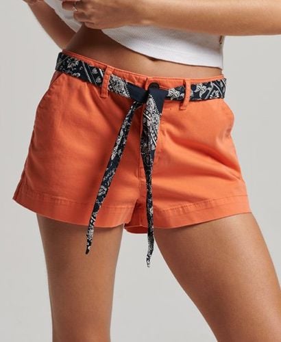 Women's Chino Hot Shorts Cream / Fluro Coral - Size: 12 - Superdry - Modalova