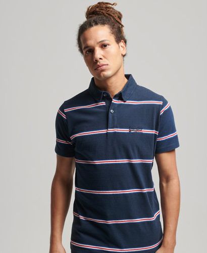 Men's Organic Cotton Academy Stripe Polo Shirt Navy / Varsity Navy Stripe - Size: S - Superdry - Modalova