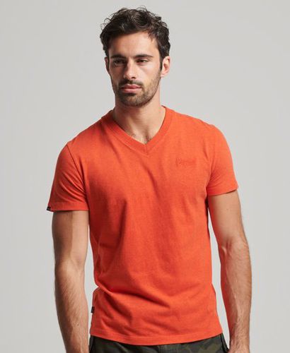 Men's Organic Cotton Essential Logo V Neck T-Shirt Orange / Bright Orange Marl - Size: L - Superdry - Modalova