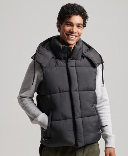 Men's Touchline Short Padded Gilet Black / Black Grid - Size: M - Superdry - Modalova