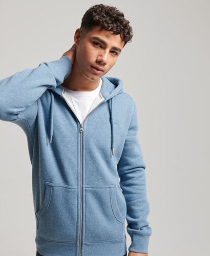 Men's Vintage Logo Embroidered Zip Hoodie Light Blue / Bluestone Marl - Size: Xxl - Superdry - Modalova