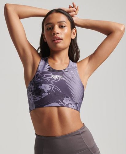 Women's Sport Core Active Bra Purple / Brassica Lilac Momotose Print - Size: 10 - Superdry - Modalova