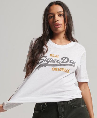 Women's Vintage Logo Burnout T-Shirt / Optic - Size: 8 - Superdry - Modalova