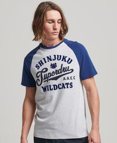 Men's Vintage Home Run Raglan T-Shirt Light Grey / Glacier Grey Marl/Regal Blue - Size: M - Superdry - Modalova