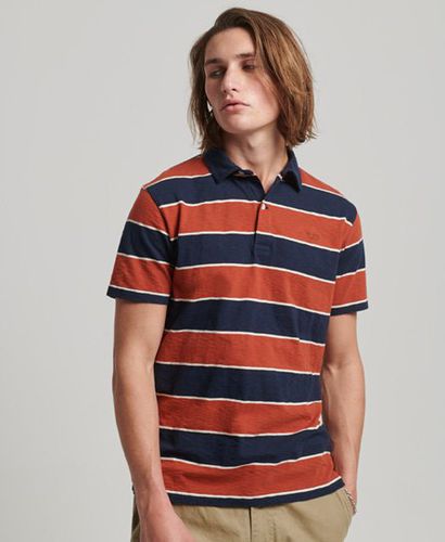 Men's Jersey Stripe Polo Shirt / /Burnt Orange Stripe - Size: S - Superdry - Modalova