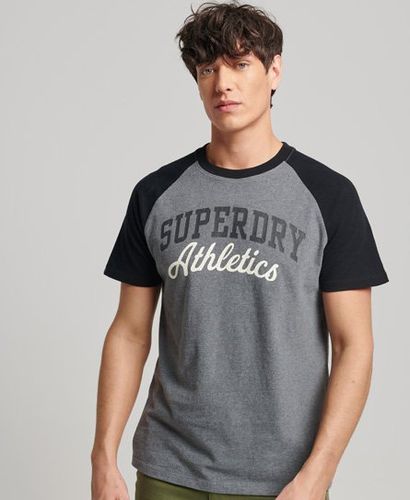 Men's Organic Cotton Vintage Gym Athletic Raglan T-Shirt Dark Grey/Black / Rich Charcoal Marl/Black - Size: M - Superdry - Modalova