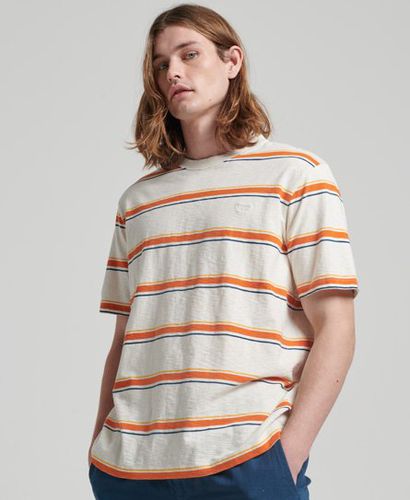 Men's Vintage Textured Stripe T-Shirt / Off Stripe - Size: L - Superdry - Modalova