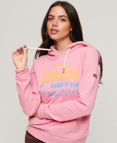 Women's Vintage Logo Premium Faded Hoodie Pink / Candy Pink Marl - Size: 8 - Superdry - Modalova