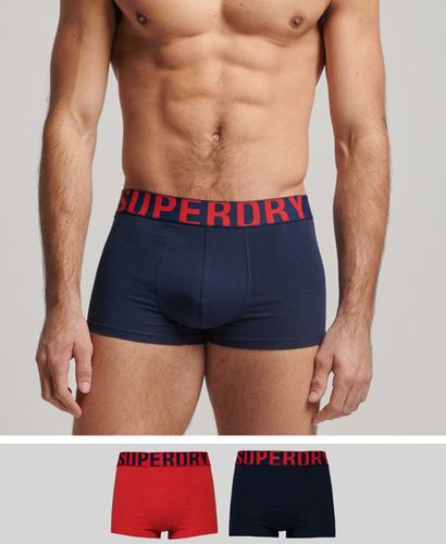 Men's Mens Navy Organic Cotton Trunk Dual Logo Double Pack, Size: S - Superdry - Modalova