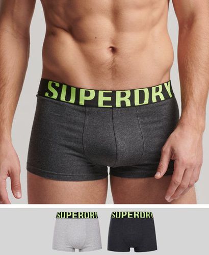 Men's Organic Cotton Trunk Logo Double Pack Grey / Charcoal/Grey Fluro - Size: S - Superdry - Modalova