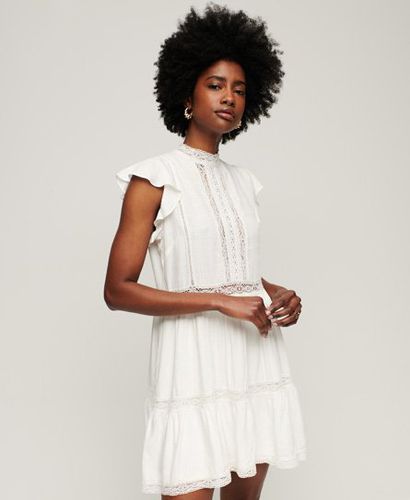 Women's Women's Classic Studios Lace Mix Dress, White, Size: 14 - Superdry - Modalova