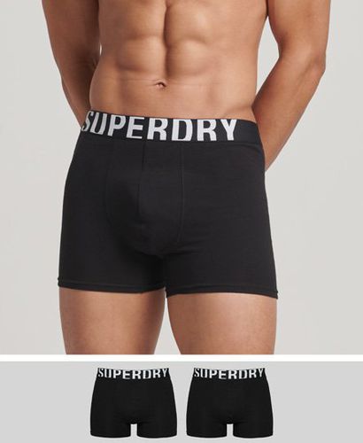 Men's Organic Cotton Boxer Dual Logo Double Pack Black / Black/Black Optic - Size: S - Superdry - Modalova