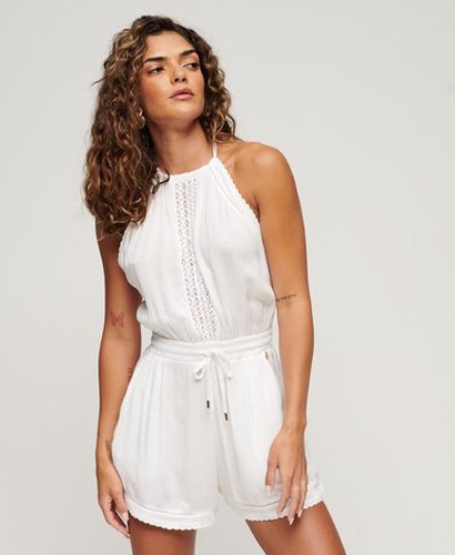 Women's Halter Neck Playsuit White / Off White - Size: 16 - Superdry - Modalova