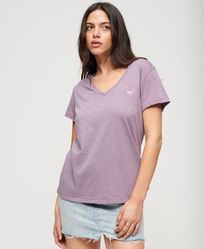 Women's Slub Embroidered V-Neck T-Shirt / Ash - Size: 12 - Superdry - Modalova