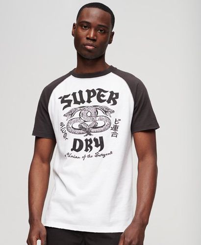 Men's Blackout Rock Graphic Raglan T-Shirt White / Optic White/Carbon Grey - Size: Xxl - Superdry - Modalova